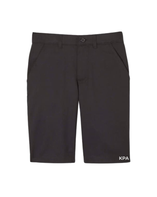 BLACK FLAT FRONT STRETCH PERFORMANCE SHORT