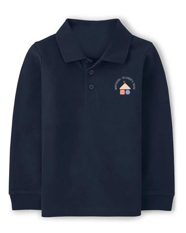 MCH Navy Blue Long Sleeve Pique Polo