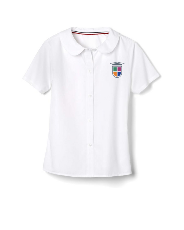KPA WHITE SHORT SLEEVE OXFORD SHIRT FEM FIT (PETER PAN NECK)